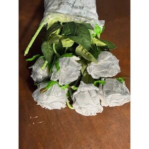 6PCS Artificial Silver Silk Roses Bouquet Long Stem for Home Wedding Party
